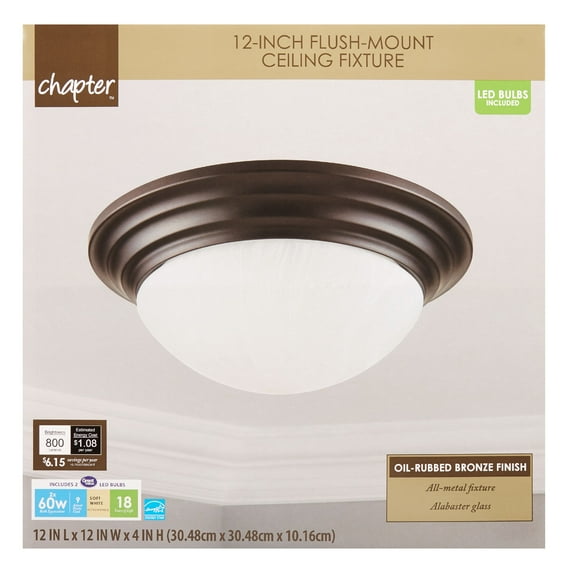 Chapter 12" Flush-Mount Ceiling Fixture, Oil-Rubbed Bronze Finish