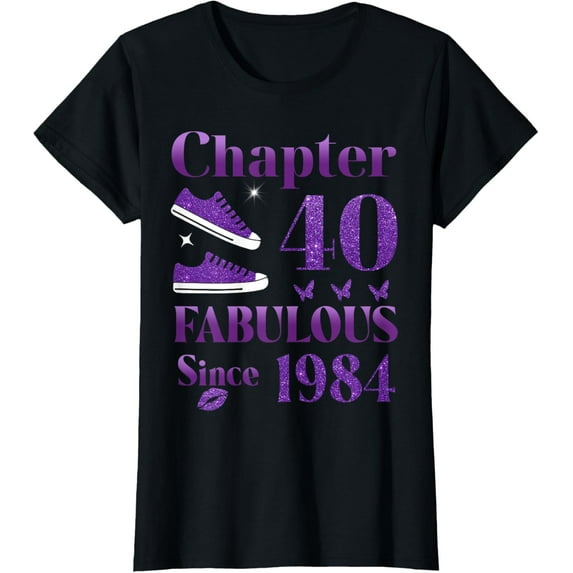 Chapter 40 fabulous since 1984 Funny 40th Birthday T-ShirtMen and women, Black T-shirt, size: Extra large S-4XL