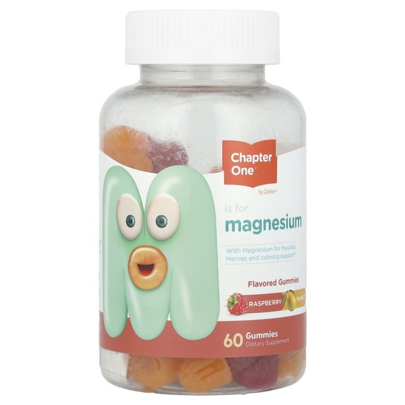 Chapter One Magnesium Gummies for Kids, Raspberry Mango Flavor, 60 Gummies, 50 mg Each, Magnesium Supplements, Calm Magnesium & Calm Gummies