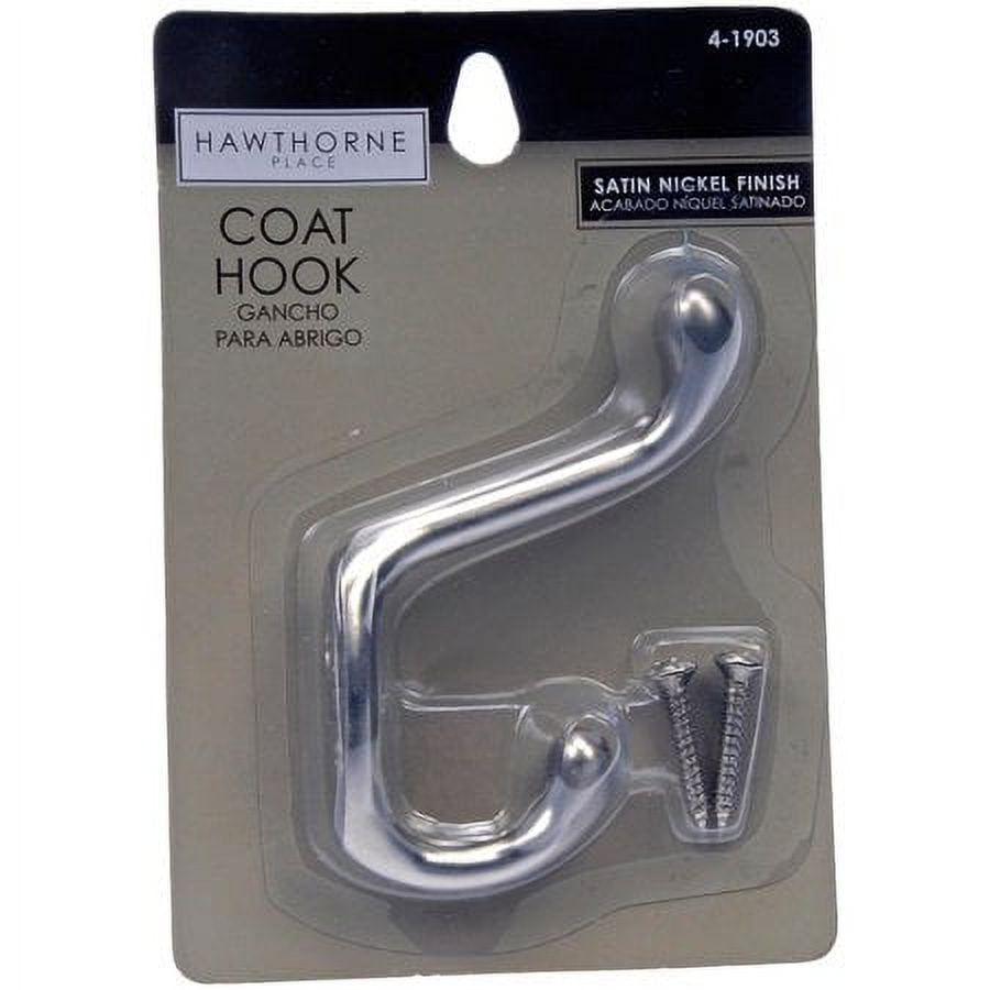 Chapter satin nickel finish coat hook carded pack, 3 pack