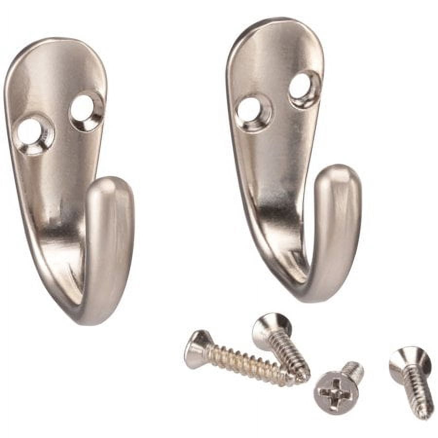 Chapter satin nickel finish coat hooks 2 ct pack, 5 pack