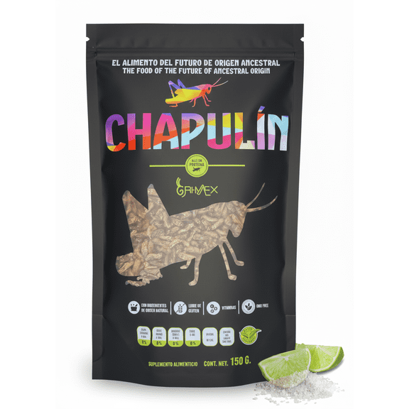 Chapulines Horneados Naturales (Baked Natural Grasshoppers)Jumbo150g(5.3oz)Bag Authentic Oaxacan Ready-to-Eat Snack Traditional Exotic Mexican Delicacy|High protein|GMO-FREE| Gluten Free|100% Natural