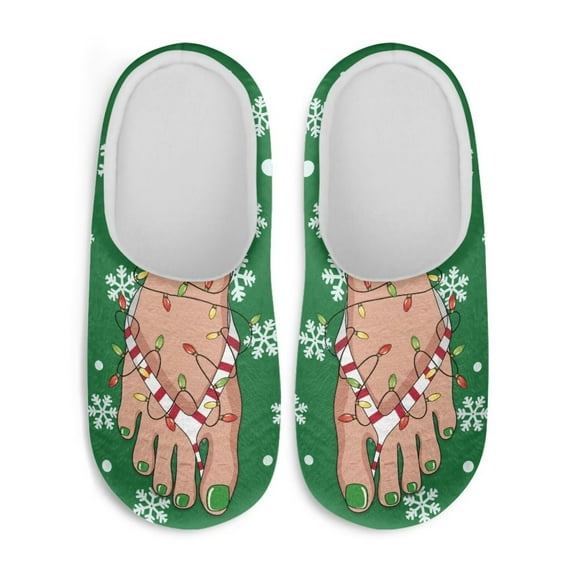 Chaqlin Art Christmas Design Indoor Slippers Soft Plush Fuzzy Comfy Non Slip House Shoes Warm Cozy Memory Foam Sole Lightweight For Women Men