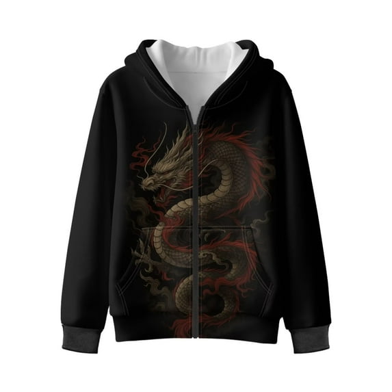 Chaqlin Art Dragon Fluffy Pullover Hoodie for Boys and Girls -kids Fluffy Sweatshirt Loose Comfy Casual Jacket for Gym Run and Daily Use