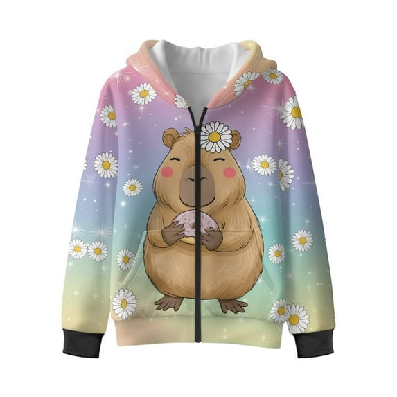Chaqlin Art Running Horse Hooded Sweatshirt with Long Sleeve for Kids and Youth - Fluffy Sweatshirts for boy Trendy Fuzzy Jacket for Travel and School