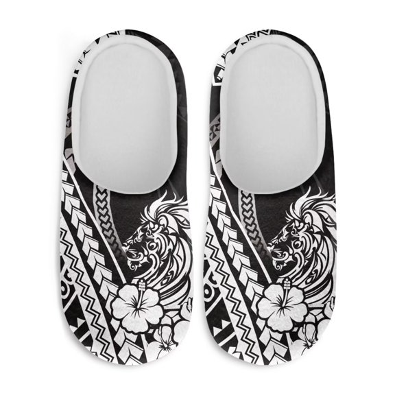 Chaqlin Art White Lion Men's Winter Slippers Warm Cozy Anti-skid Comfort Sole Lightweight Easy Slip On Cold Weather Travel Slippers