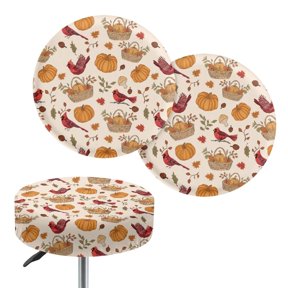 Chaqlin Cardinal Fall Pumpkin Vibrant 3D Print Round Bar Stool Covers 2 Pack, Elastic Waterproof Seat Covers, Non-Slip for 12-16 Inch Stools 13 Inch Stools Cover