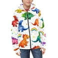 thumbnail image 1 of Chaqlin Cartoon Dinosaur Colorful Zip Up Hoodie with Pockets Long Sleeve Lightweight Comfy Casual Outerwear for Girls Teens Size 6-9, 1 of 7