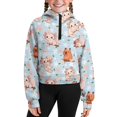 thumbnail image 1 of Chaqlin Cherry Blossom Axolotl Capybara Fall Pullover Long Sleeve Sweater Clothes with Pocket Fashion Sweatshirt Girls Half Zipper Sweatshirts Size 5-6, 1 of 7