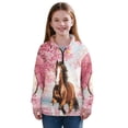 thumbnail image 1 of Chaqlin Cherry Blossom Classic Horse Kids Wolf Sweatshirt Quarter Zip Up Pullover Animal Print Top Howling Wolf Design Trendy Fall Clothes for Boys Girls Size 13-14, 1 of 7