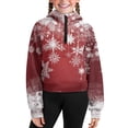 thumbnail image 1 of Chaqlin Christmas Snowflake Girls Lightweight Sweatshirt with Pocket Zip Up Pullover Cozy Loose Top for Loungewear Home Thanksgiving Size 13-14 Red, 1 of 7