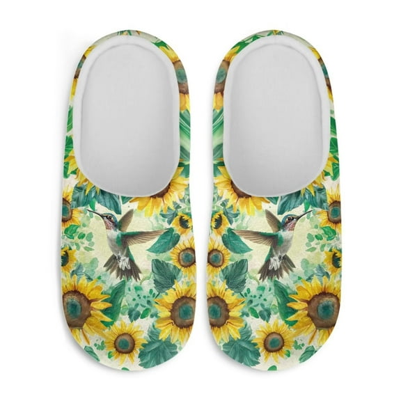 Chaqlin Classic Hummingbird Sunflower Unisex Slippers Soft Plush Fuzzy Warm Anti-slip Rubber Sole Cozy Comfy Lightweight Indoor Travel Slippers