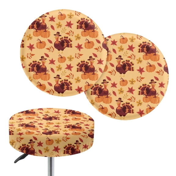 Chaqlin Classic Maple Leaf Decorative 3D Mandala Round Stool Covers, Set of 2 Elastic Chair Seat Covers, Non-Slip Washable for 12-16 Inch 14 Inch Stools Cover