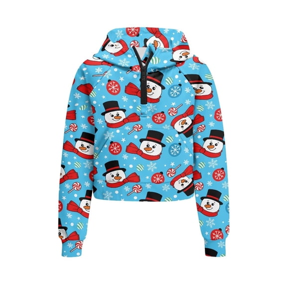 Chaqlin Classic Snowman Snowflake Print Vacation Sweatshirt Seaside Sweatshirt with Pocket Kids Girls Hoodies Blouse Shirt Tunic Tops Oversize Size 5-6