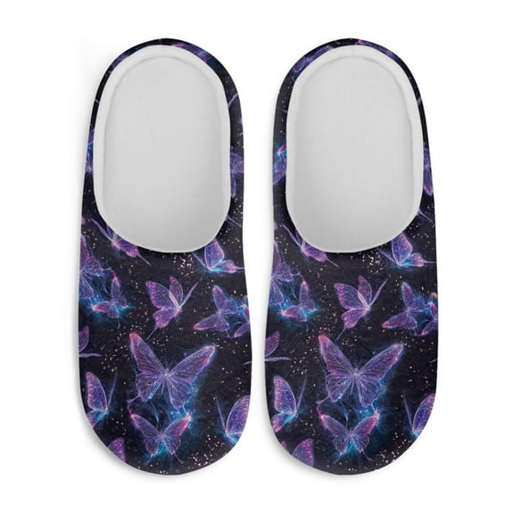 Chaqlin Dreamy Galaxy Butterfly Hotel Slippers Soft Plush Fuzzy Comfy Non Slip Indoor Outdoor House Shoes Warm Cozy Memory Foam Sole Lightweight Washable