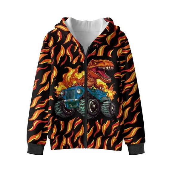 Chaqlin Fire Dinosaur Car Fleece Hooded Sweatshirt for Boys and Youth - Soft Loose Jacket for Fall and Winter Casual girls Fleece Sweatshirts