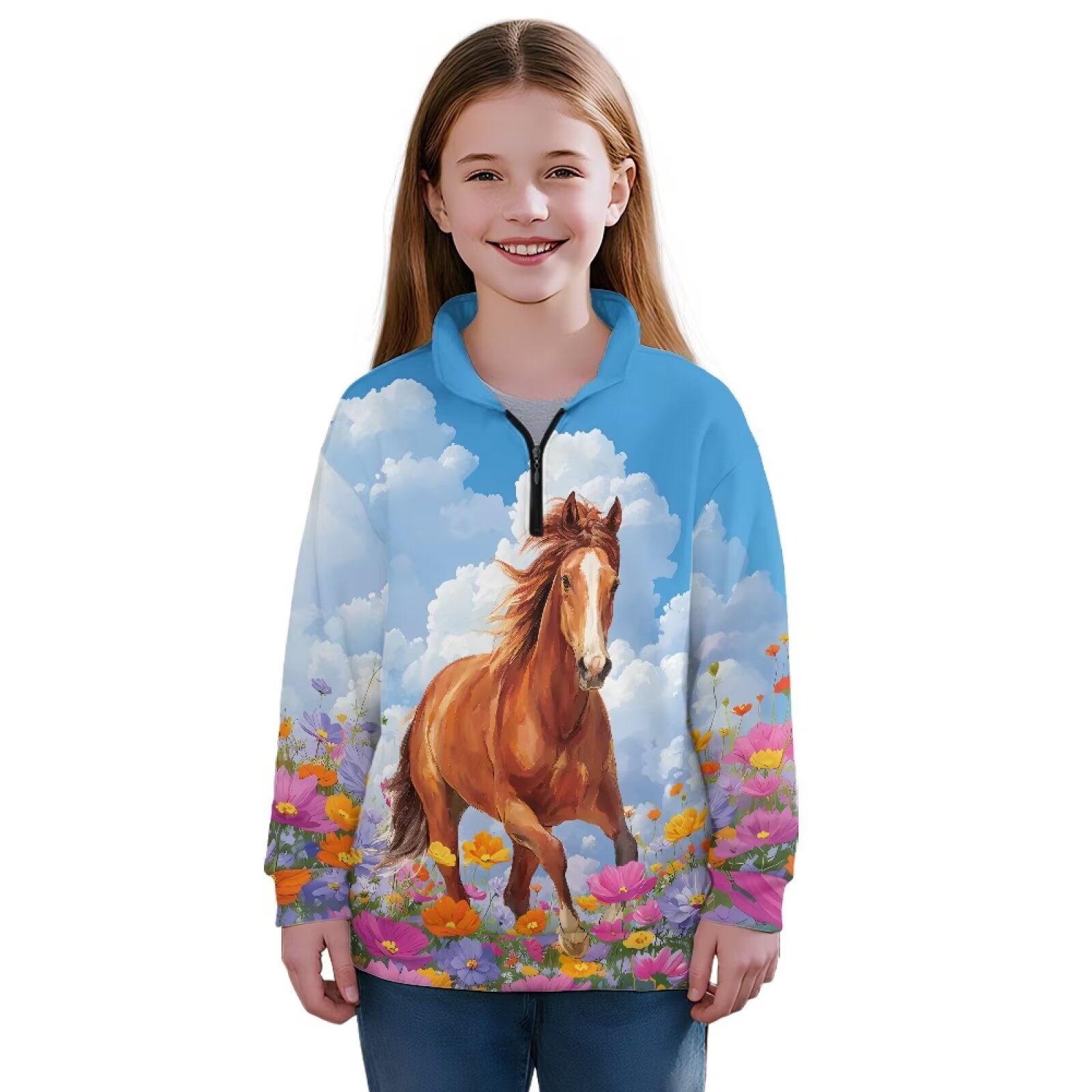 LCW Kids Robe à Col Rond et Manches Longues pour Filles - W5H946Z4-CVL
