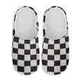 thumbnail image 1 of Chaqlin Geometry Black White Ladies Plush Fuzzy Slippers Non-Slip Rubber Sole Cozy Comfy Indoor Outdoor House Shoes Warm & Lightweight, 1 of 7