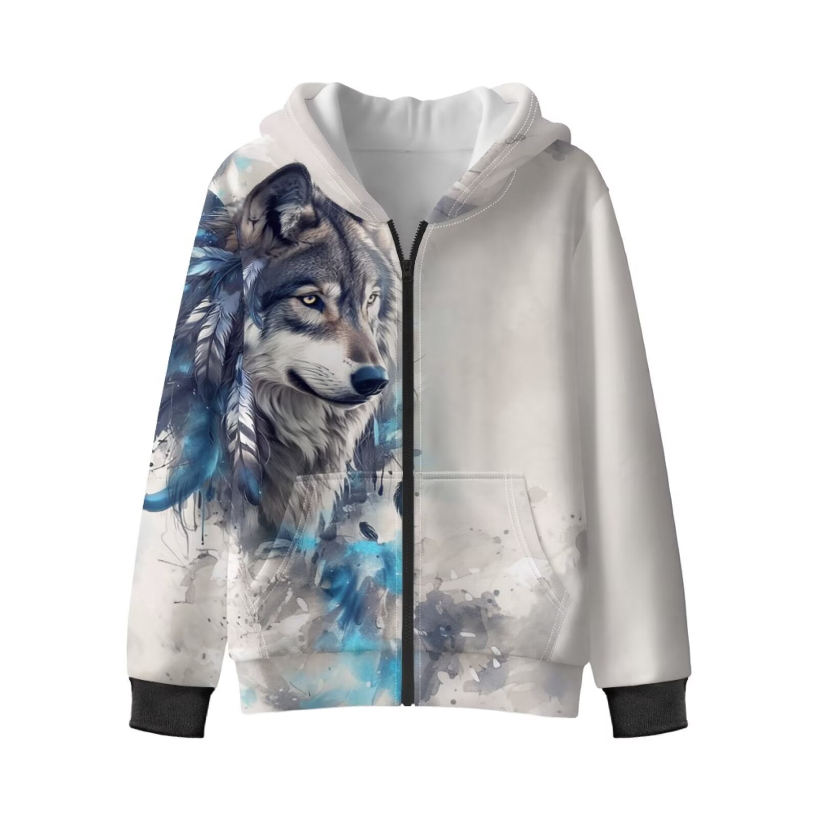 Edgy Youthful Zip Long Sleeve Unisex Hoodie