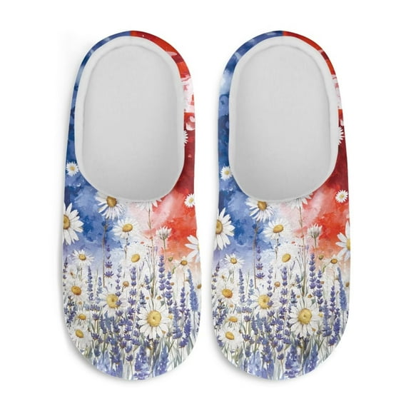 Chaqlin Lavender Daisy Men Slippers Warm Fuzzy Plush Comfy Non Slip Indoor Outdoor House Shoes Cozy Anti Slip Rubber Sole Comfortable Sole