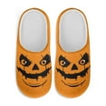 thumbnail image 1 of Chaqlin Orange Ghost Face Bedroom Slippers Cozy Comfy Plush Fuzzy Warm Rubber Sole Easy Slip On Memory Foam Fur Lined Home Slippers, 1 of 7