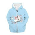 thumbnail image 1 of Chaqlin Peach Bolssom Axolotl Butterfly Kids Sporty Jacket Zip Up Hooded Long Sleeve with Pockets Lightweight Athletic Top Youth Size 14-16, 1 of 7