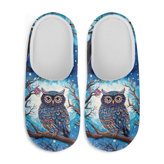 Chaqlin Retro Classic Owls House Shoes Anti-slip Non-slip Slip On Comfortable Sole Lightweight Easy On Memory Foam Indoor Hotel Slippers