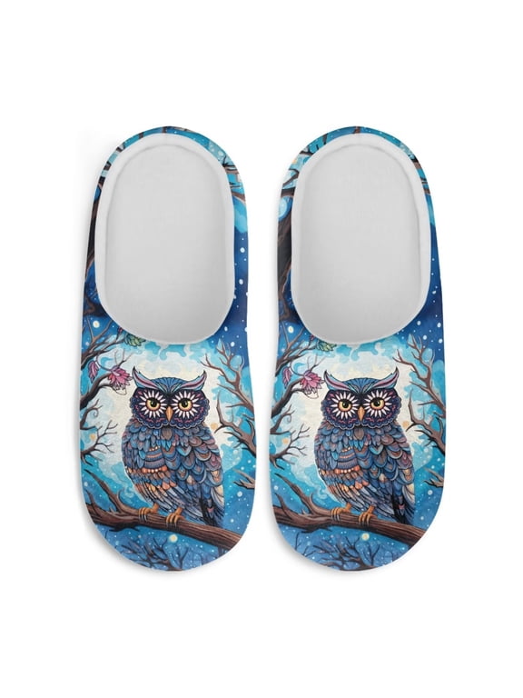Retro Classic Owls House Shoes Anti-slip Non-slip Slip On Comfortable Sole Lightweight Easy On Memory Foam Indoor Hotel Slippers