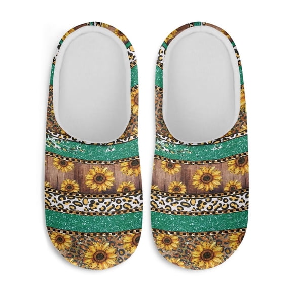Chaqlin Retro Sunflower Women's Plush Slippers Soft Fuzzy Warm Keep Warm Anti-slip Memory Foam Cozy Comfy Indoor Home Slippers