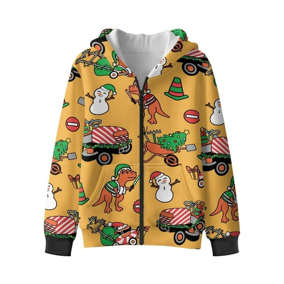 Chaqlin Sunset Sunflower Horse Zip Up Jacket with Pockets for Kids and Teen Girls - girls Fluffy Sweatshirt Comfy Casual Fuzzy Pullover for Fall and Sports