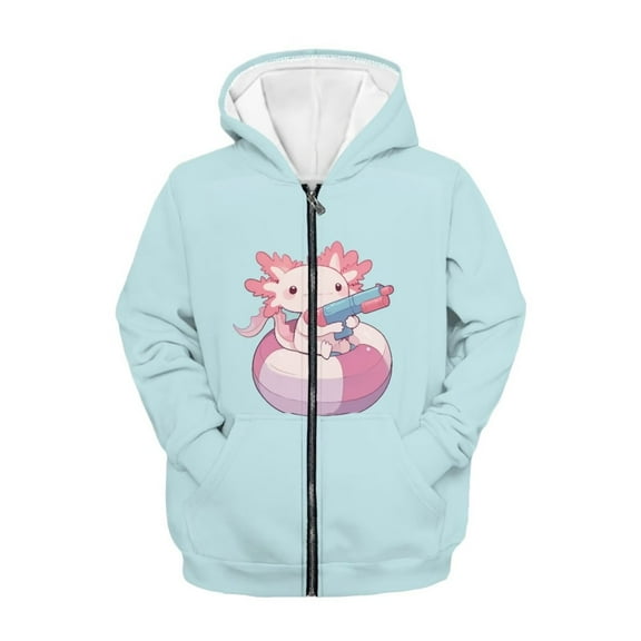 Chaqlin Swims Cartoon Axolotl Comfy Hooded Sweatshirt with Pockets Long Sleeve Loose Casual Pullover for Youth Girls Size 14-16