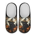 thumbnail image 1 of Chaqlin Wizard Black Cat Pumpkin Unisex Cozy Home Shoes Soft Plush Fuzzy Comfy Non Slip Indoor Slippers Warm Anti Skid Memory Foam Sole Lightweight, 1 of 7