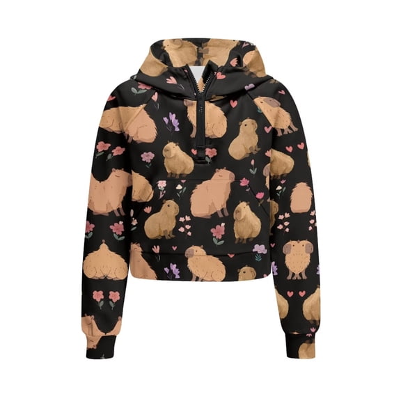 Chaqlin Zipper Sweatshirts for Girls with Pocket Quarter Zip Up Design Oversize Plus Size Comfy Casual Fall Clothes Size 7-8