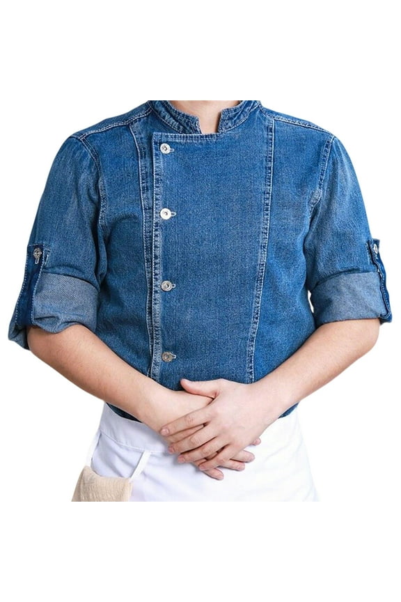 Chaqueta de Chef Men's Chef Jacket, Long Sleeve Bakery Catering Uniform Professional Cook Shirt, Durable Kitchen Workwear For Restaurant Hotel Summer Chef Attire