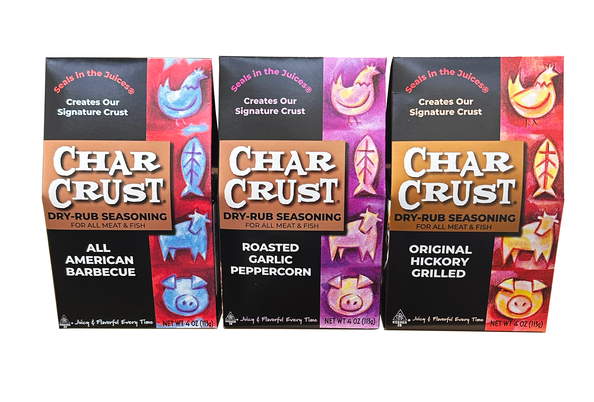 Char Crust Dry-Rub Seasoning Set, 4 oz Each (3pk), All American BBQ ...