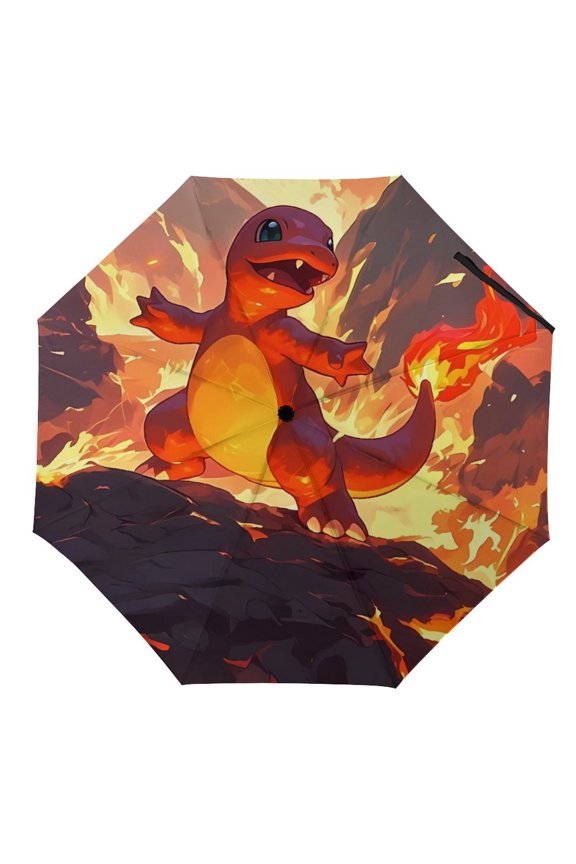 Char-mander Umbrella for Adults Teens Kids, Lightweight Windproof Anti Rain Folding Telescopic Umbrella for Travel School Work