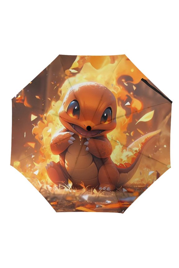 Char-mander Umbrella for Adults Teens Kids, Lightweight Windproof Anti Rain Folding Telescopic Umbrella for Travel School Work