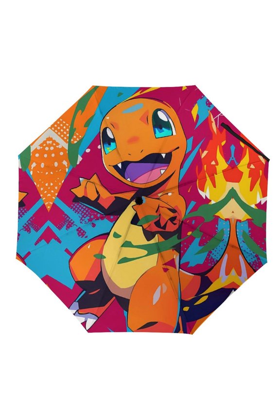 Char-mander Umbrella for Adults Teens Kids, Lightweight Windproof Anti Rain Folding Telescopic Umbrella for Travel School Work