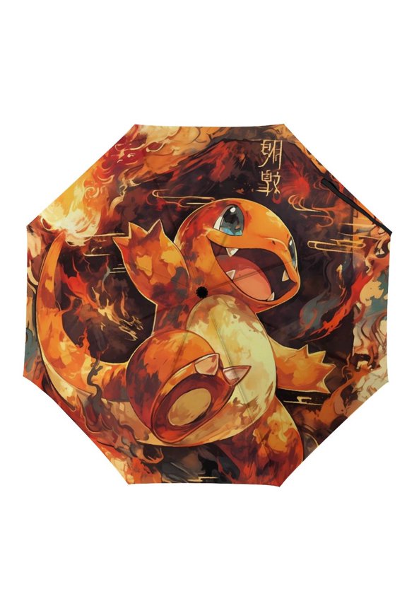 Char-mander Umbrella for Adults Teens Kids, Lightweight Windproof Anti Rain Folding Telescopic Umbrella for Travel School Work