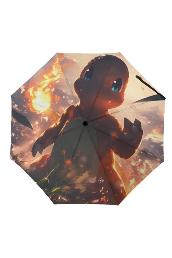 Char-mander Umbrella for Adults Teens Kids, Lightweight Windproof Anti Rain Folding Telescopic Umbrella for Travel School Work