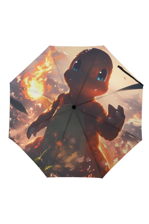 Char-mander Umbrella for Adults Teens Kids, Lightweight Windproof Anti Rain Folding Telescopic Umbrella for Travel School Work