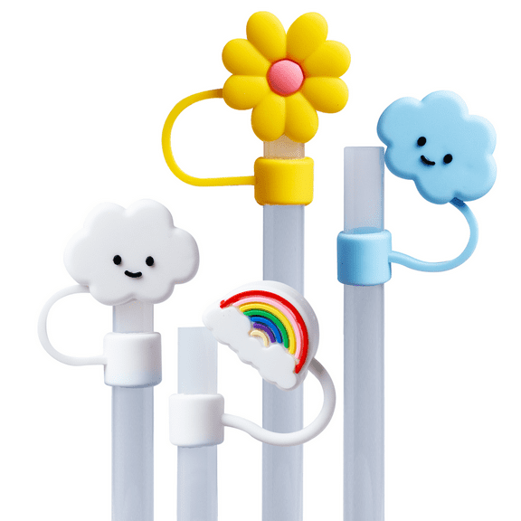 CharCharms 4 pack Straw Topper Nature for 10 Millimeter Water Bottle Straws