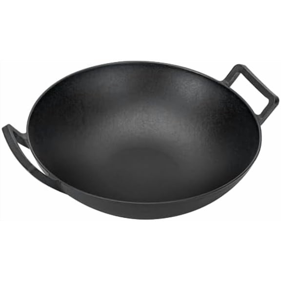 CharKETTLE 14" cAST iRON wOK WITH hANDLES, cOMPATIBLE WITH wEBER gOURMET bbq sYSTEM AND sPIRIT ii &gENESIS ii gs4 sYSTEM, pRE-sEASONED nONSTICK cOOKING wOK pAN FOR gRILL, cAMPFIRE, rOCKET sTOVE