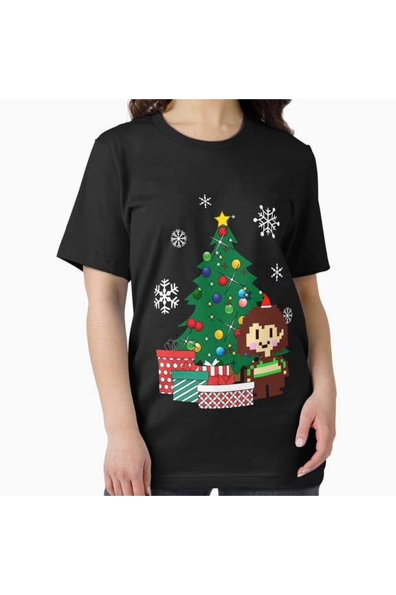 Chara around the Christmas tree undertale festive themed artwork Unisex T-Shirt, up to size 5XL
