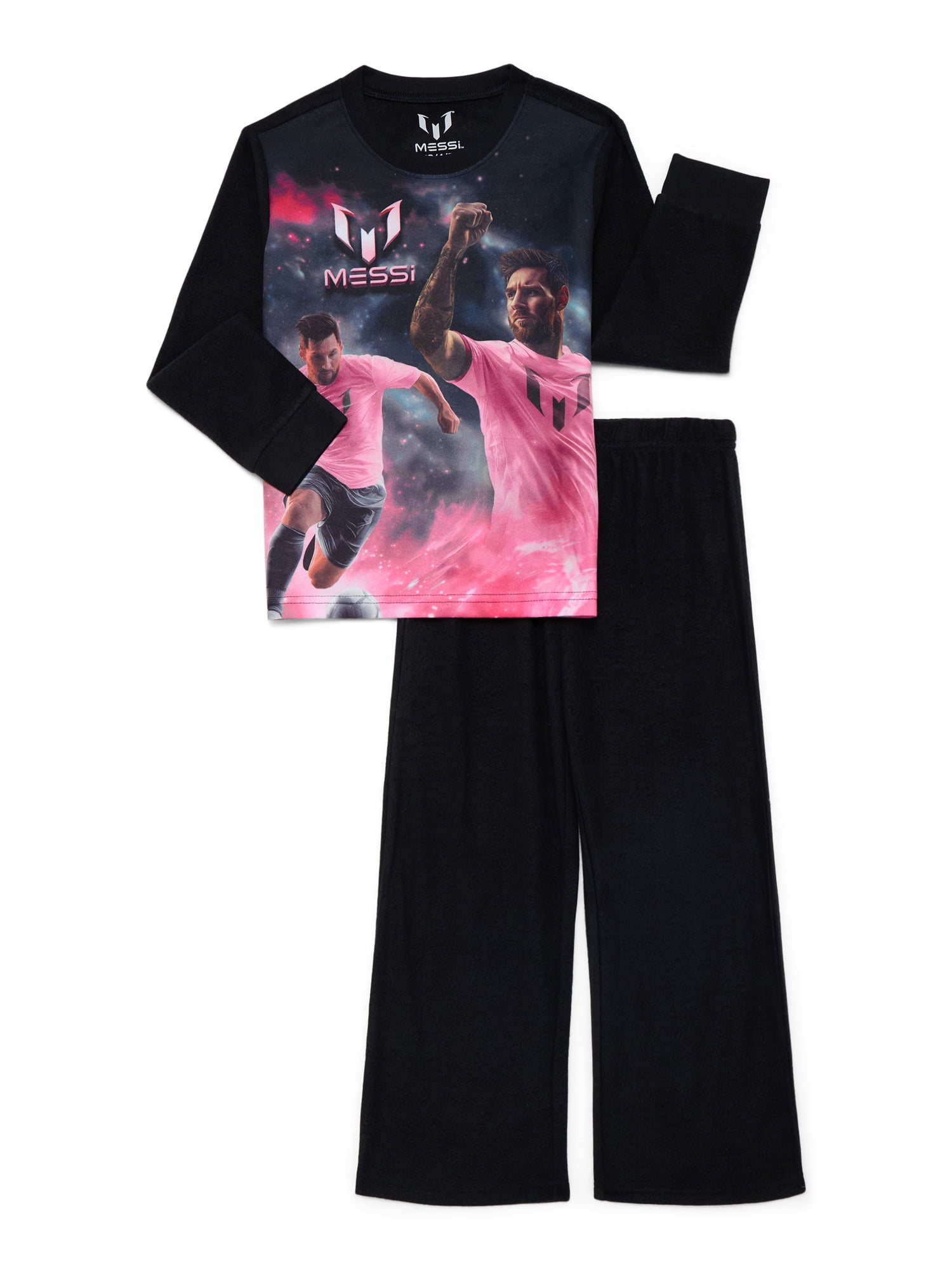 Lionel Messi Boys Long Sleeve Top and Pants Pajama Set, 2-Piece, Sizes 4-12