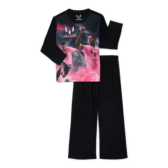 Lionel Messi Boys Long Sleeve Top and Pants Pajama Set, 2-Piece, Sizes 4-12