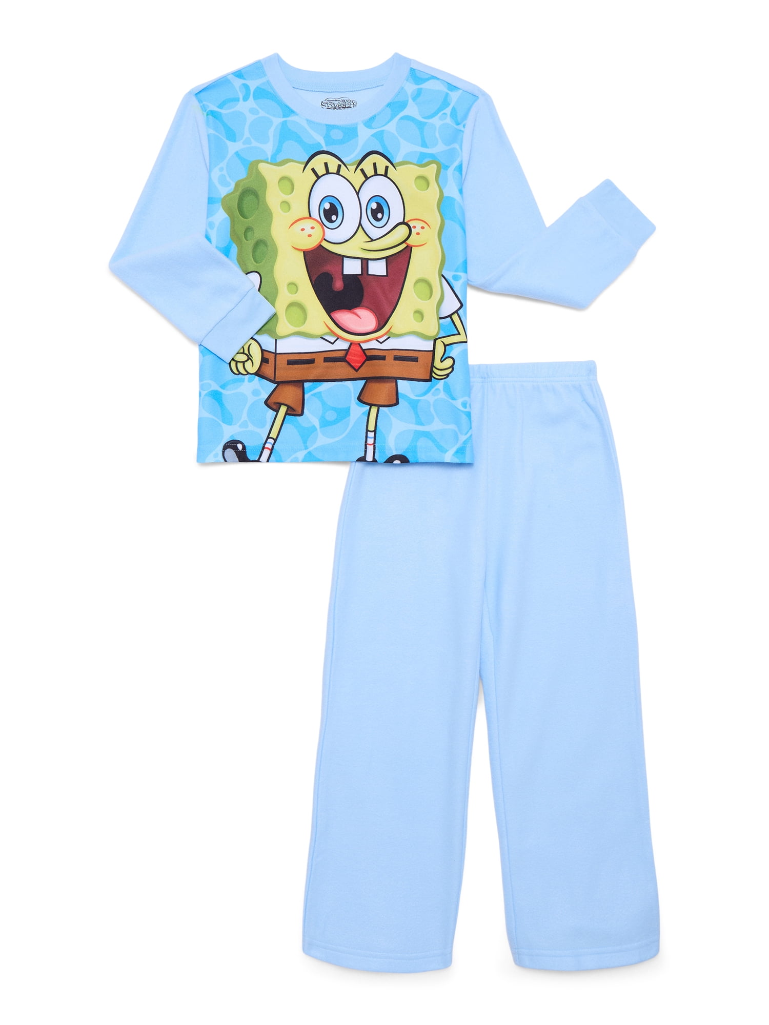 Walmart Saving of  SpongeBob SquarePants Boys Long Sleeve Top and Pants, 2-Piece Pajama Set, Sizes 4-12
