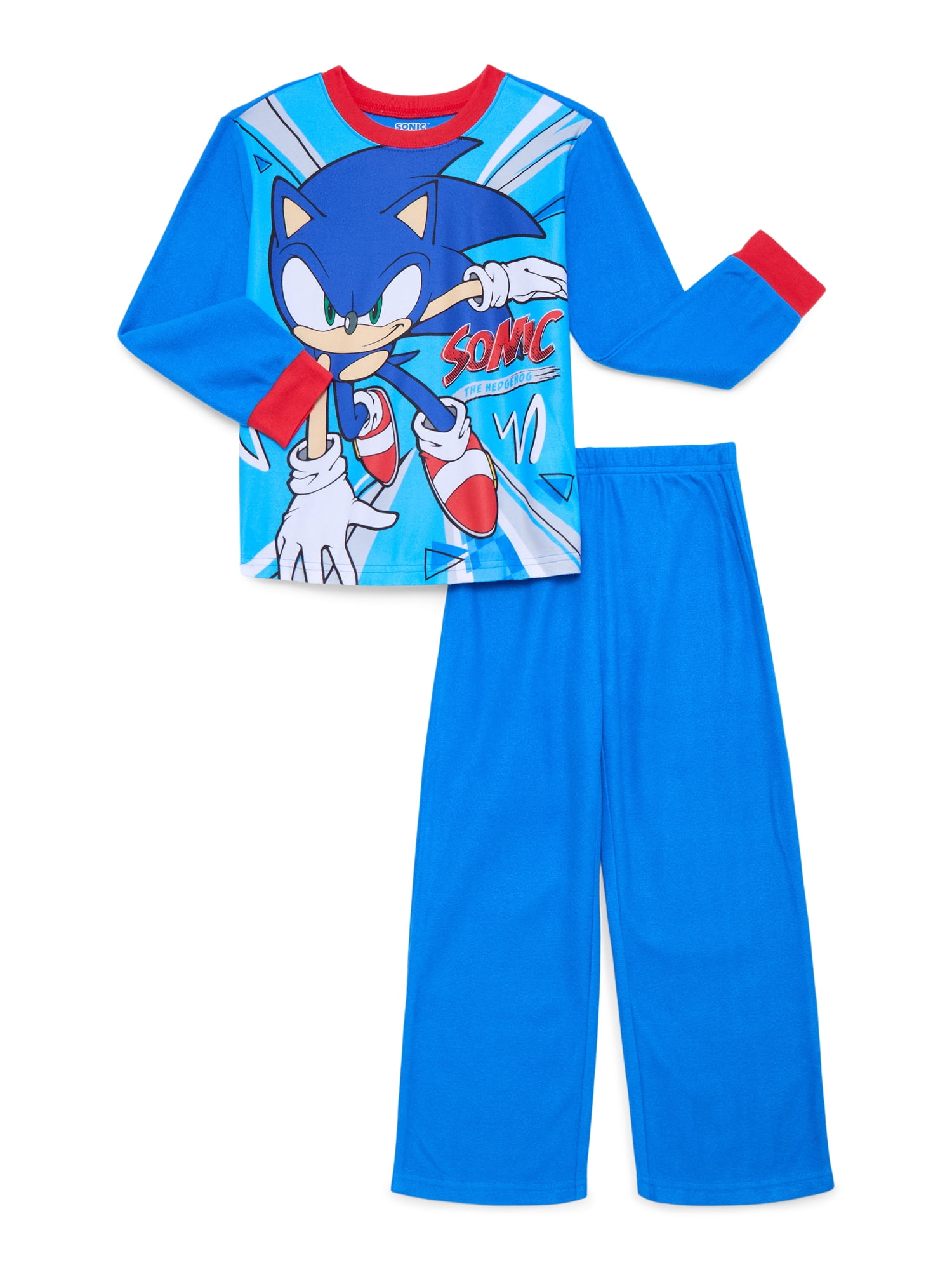 Sonic the Hedgehog Boys Long Sleeve Top and Pants, 2-Piece Pajama Set, Sizes 4-12