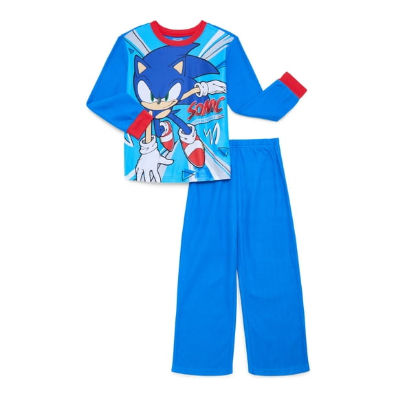 Sonic the Hedgehog Boys Long Sleeve Top and Pants, 2-Piece Pajama Set, Sizes 4-12