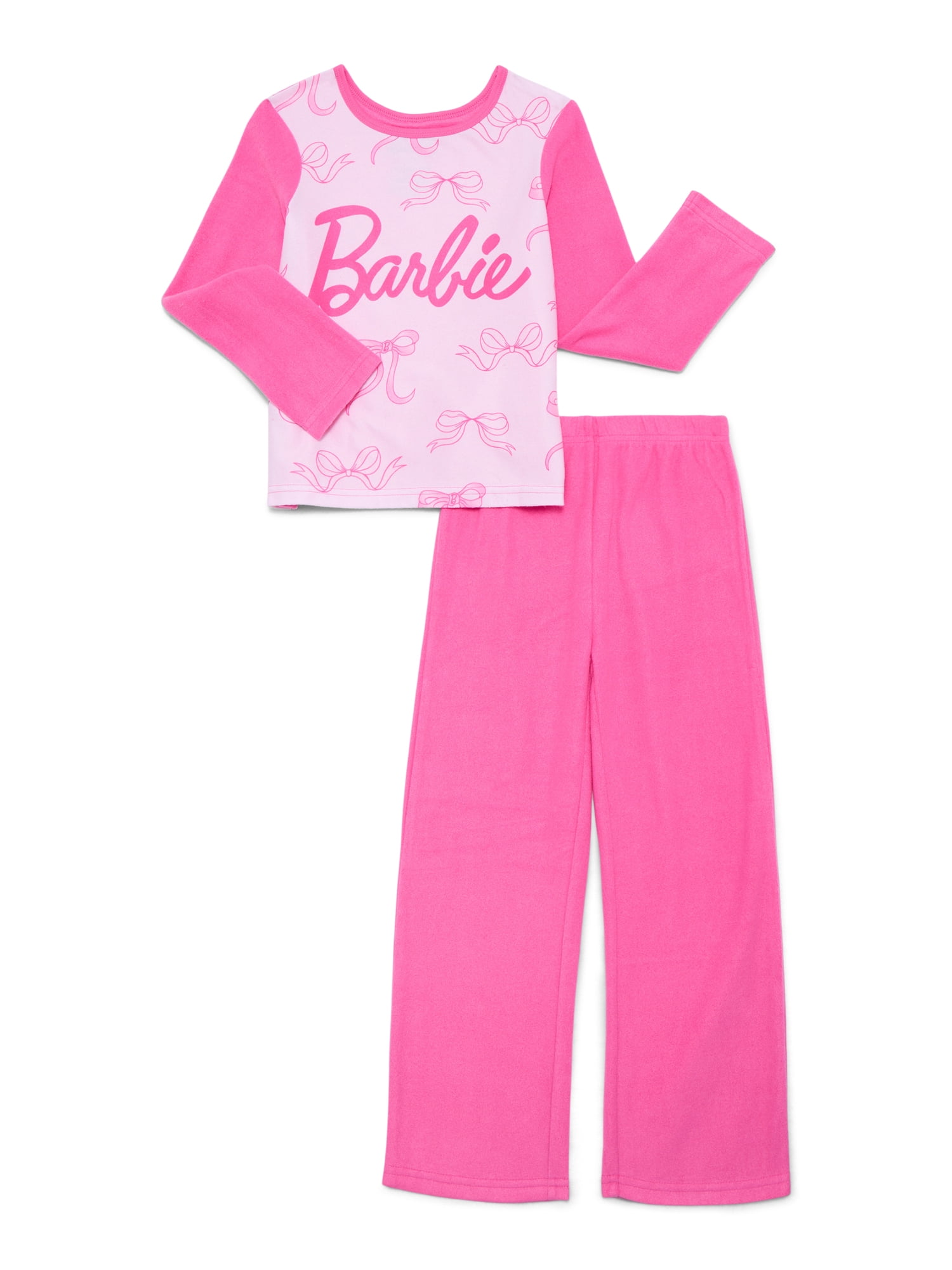 Walmart Deal of Barbie Girls Long Sleeve Top and Pants, 2-Piece Pajama Set, Sizes 4-12